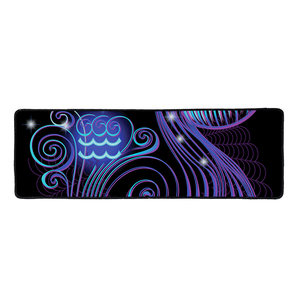 Dark Aquarius Zodiac Sign Print Long Kitchen Mat