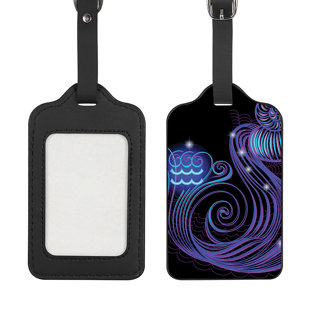 Dark Aquarius Zodiac Sign Print Luggage Tag