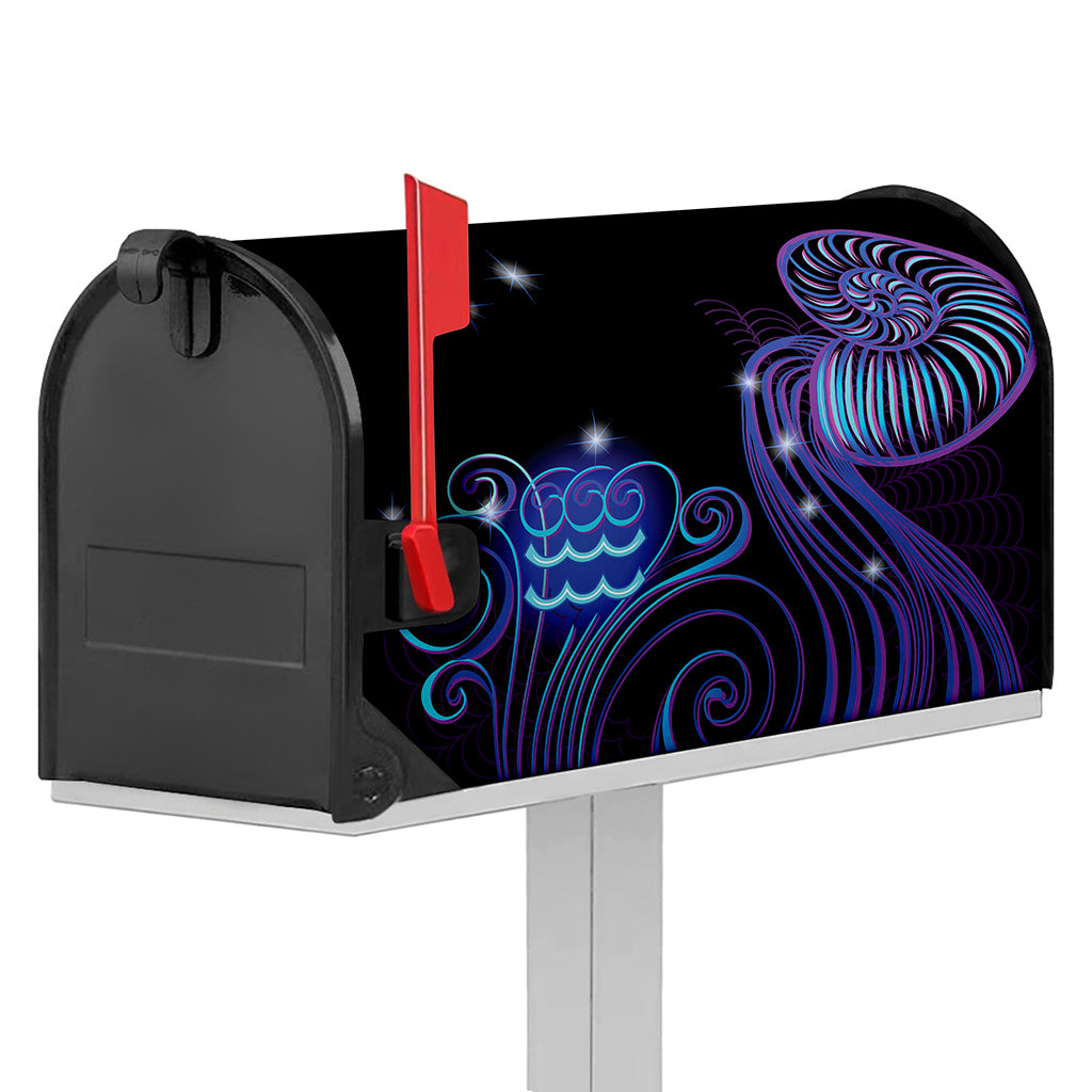 Dark Aquarius Zodiac Sign Print Mailbox Cover