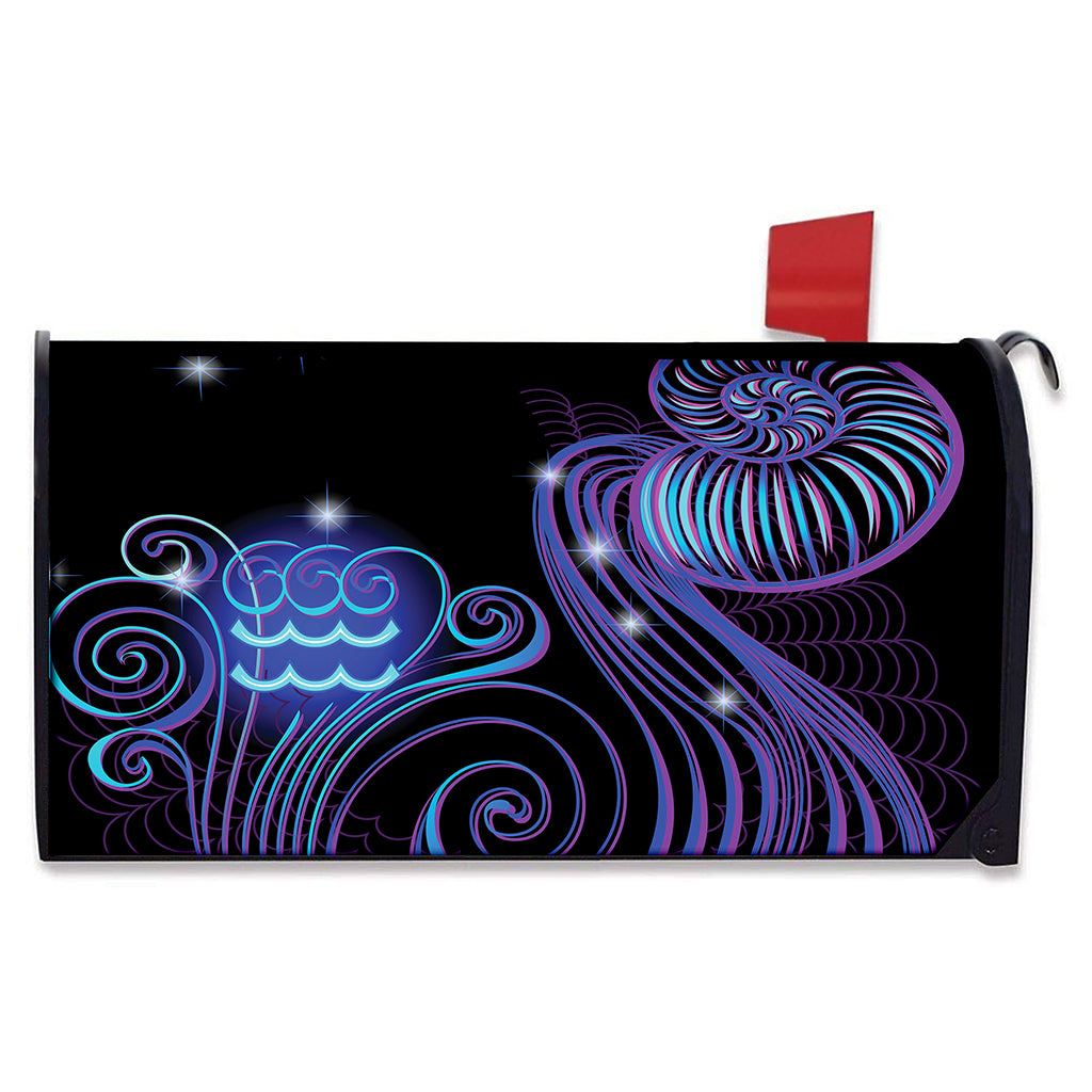 Dark Aquarius Zodiac Sign Print Mailbox Cover