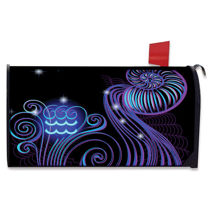 Dark Aquarius Zodiac Sign Print Mailbox Cover