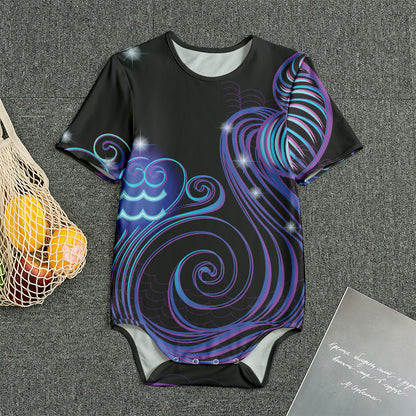 Dark Aquarius Zodiac Sign Print Men's Bodysuit