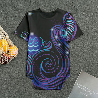 Dark Aquarius Zodiac Sign Print Men's Bodysuit