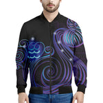 Dark Aquarius Zodiac Sign Print Men's Bomber Jacket