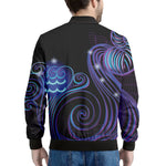 Dark Aquarius Zodiac Sign Print Men's Bomber Jacket