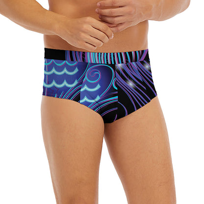 Dark Aquarius Zodiac Sign Print Men's Briefs