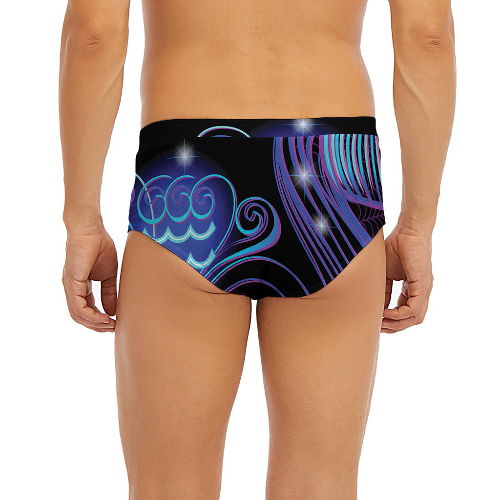 Dark Aquarius Zodiac Sign Print Men's Briefs