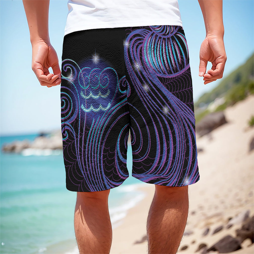 Dark Aquarius Zodiac Sign Print Men's Cargo Shorts
