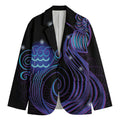 Dark Aquarius Zodiac Sign Print Men's Cotton Blazer
