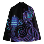 Dark Aquarius Zodiac Sign Print Men's Cotton Blazer