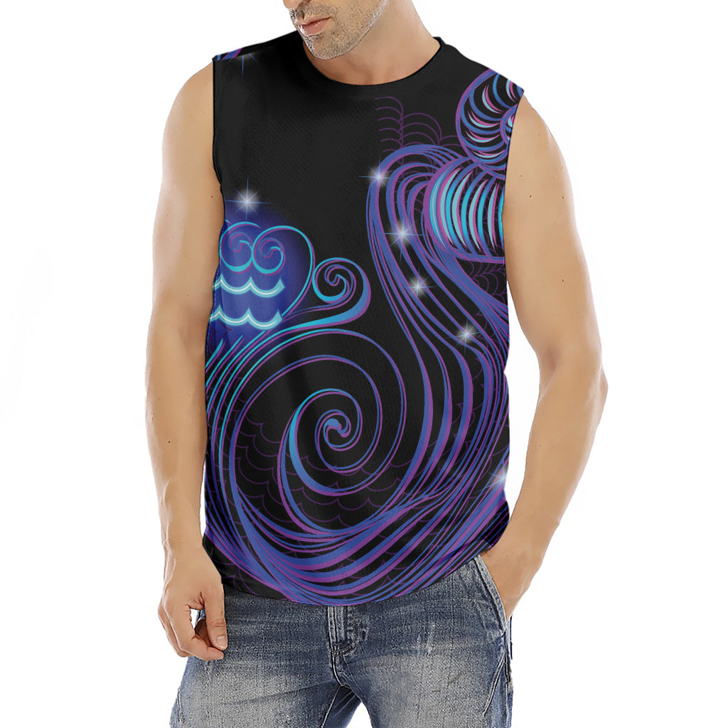 Dark Aquarius Zodiac Sign Print Men's Fitness Tank Top