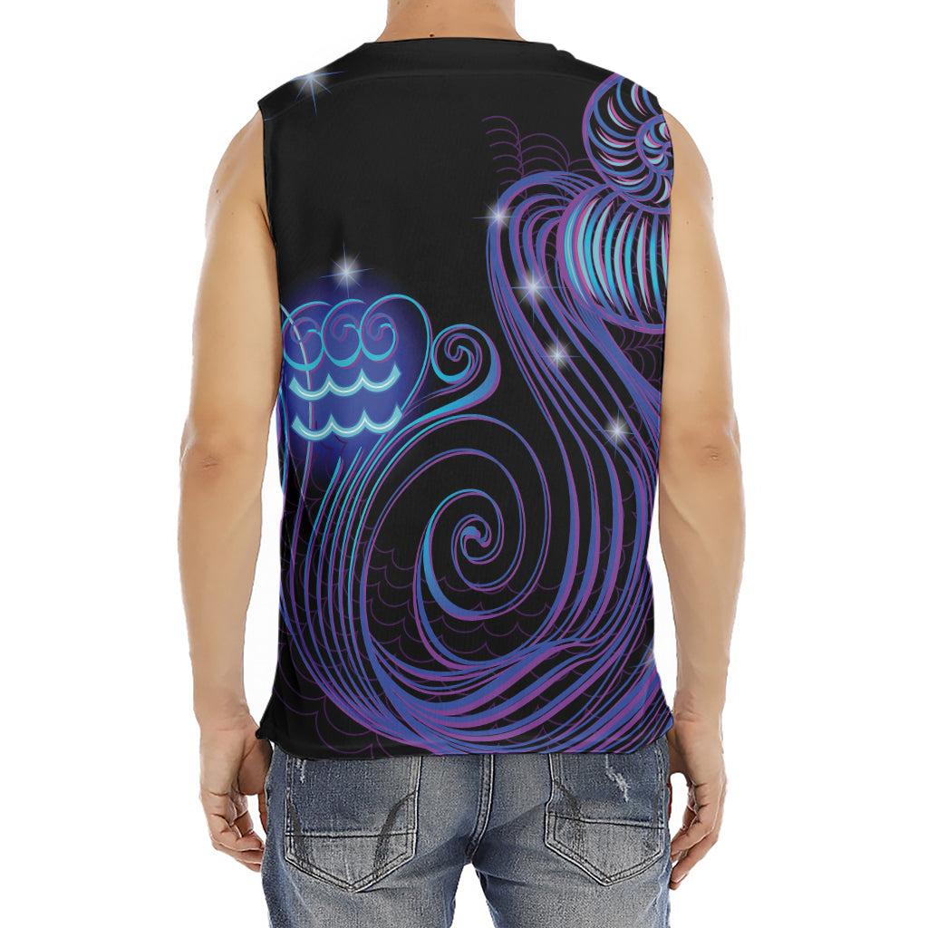 Dark Aquarius Zodiac Sign Print Men's Fitness Tank Top