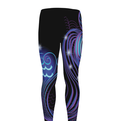 Dark Aquarius Zodiac Sign Print Men's leggings