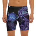 Dark Aquarius Zodiac Sign Print Men's Long Boxer Briefs