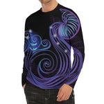 Dark Aquarius Zodiac Sign Print Men's Long Sleeve Rash Guard