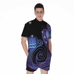 Dark Aquarius Zodiac Sign Print Men's Rompers