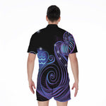 Dark Aquarius Zodiac Sign Print Men's Rompers