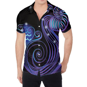 Dark Aquarius Zodiac Sign Print Men's Shirt