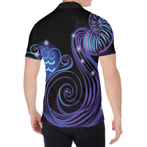 Dark Aquarius Zodiac Sign Print Men's Shirt