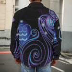 Dark Aquarius Zodiac Sign Print Men's Shirt Jacket