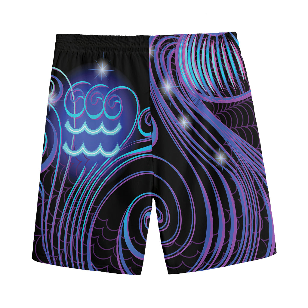 Dark Aquarius Zodiac Sign Print Men's Sports Shorts