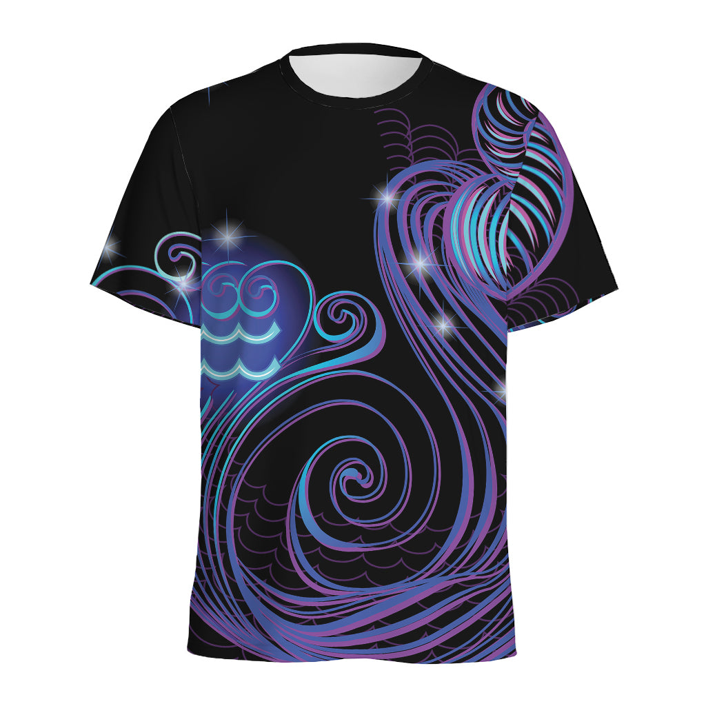 Dark Aquarius Zodiac Sign Print Men's Sports T-Shirt
