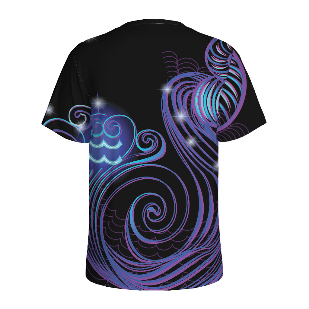 Dark Aquarius Zodiac Sign Print Men's Sports T-Shirt