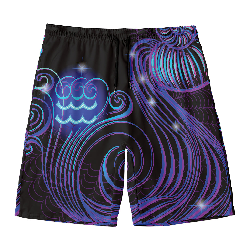 Dark Aquarius Zodiac Sign Print Men's Swim Trunks