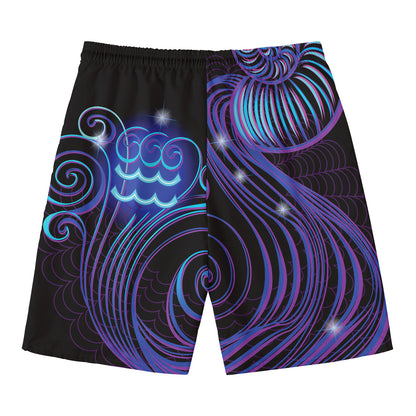 Dark Aquarius Zodiac Sign Print Men's Swim Trunks