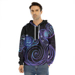 Dark Aquarius Zodiac Sign Print Men's Velvet Pullover Hoodie