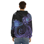 Dark Aquarius Zodiac Sign Print Men's Velvet Pullover Hoodie