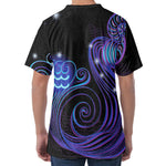 Dark Aquarius Zodiac Sign Print Men's Velvet T-Shirt