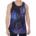 Dark Aquarius Zodiac Sign Print Men's Velvet Tank Top