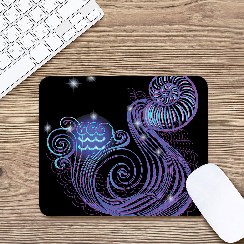 Dark Aquarius Zodiac Sign Print Mouse Pad