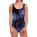 Dark Aquarius Zodiac Sign Print One Piece Swimsuit