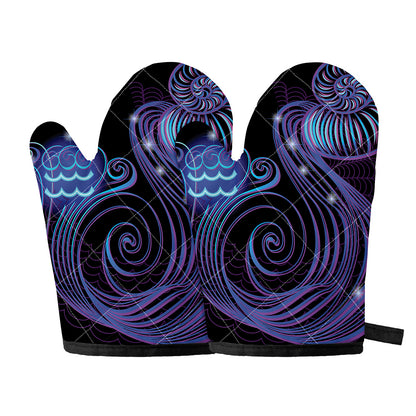 Dark Aquarius Zodiac Sign Print Oven Mitts