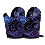 Dark Aquarius Zodiac Sign Print Oven Mitts
