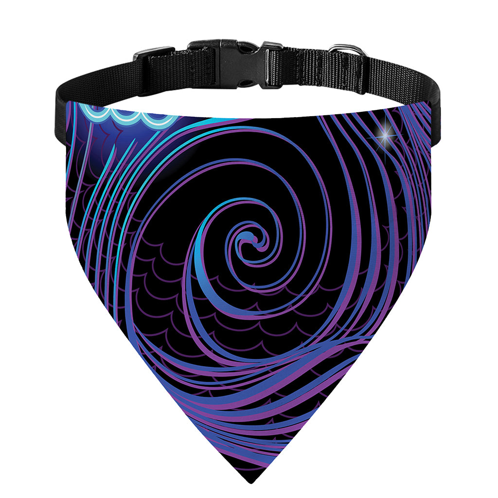 Dark Aquarius Zodiac Sign Print Over The Collar Dog Bandana