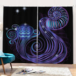 Dark Aquarius Zodiac Sign Print Pencil Pleat Curtains