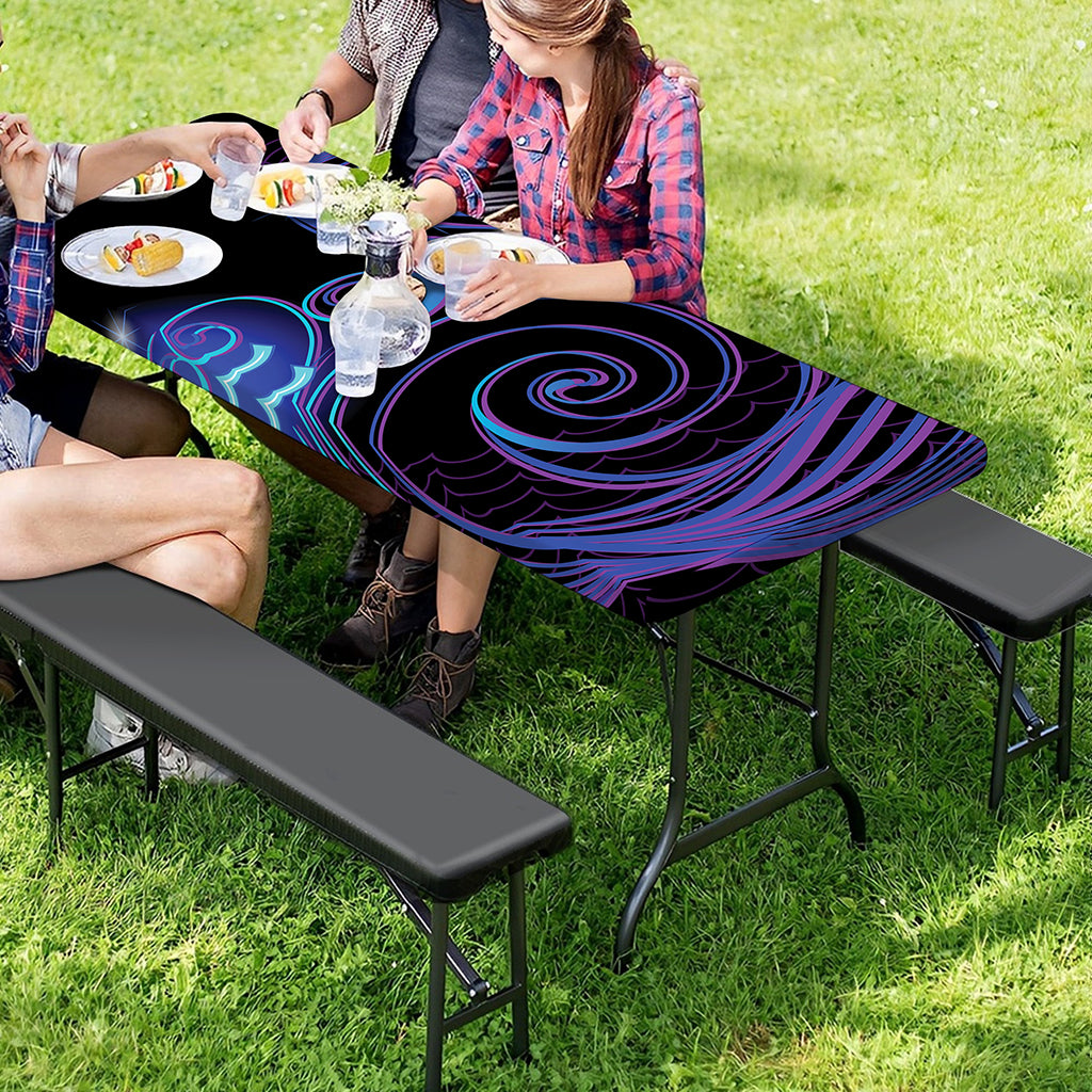 Dark Aquarius Zodiac Sign Print Picnic Table Cover