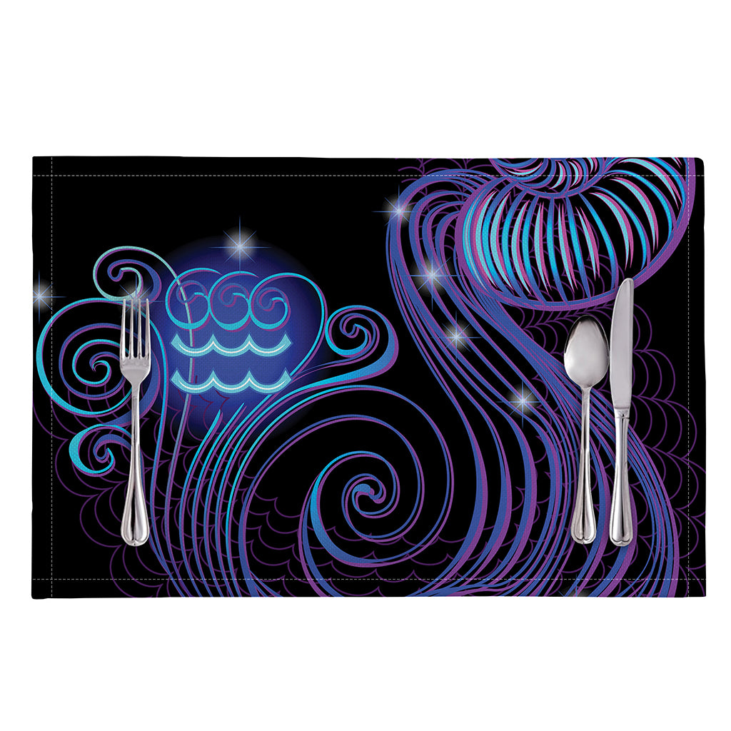 Dark Aquarius Zodiac Sign Print Placemat