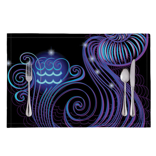 Dark Aquarius Zodiac Sign Print Placemat