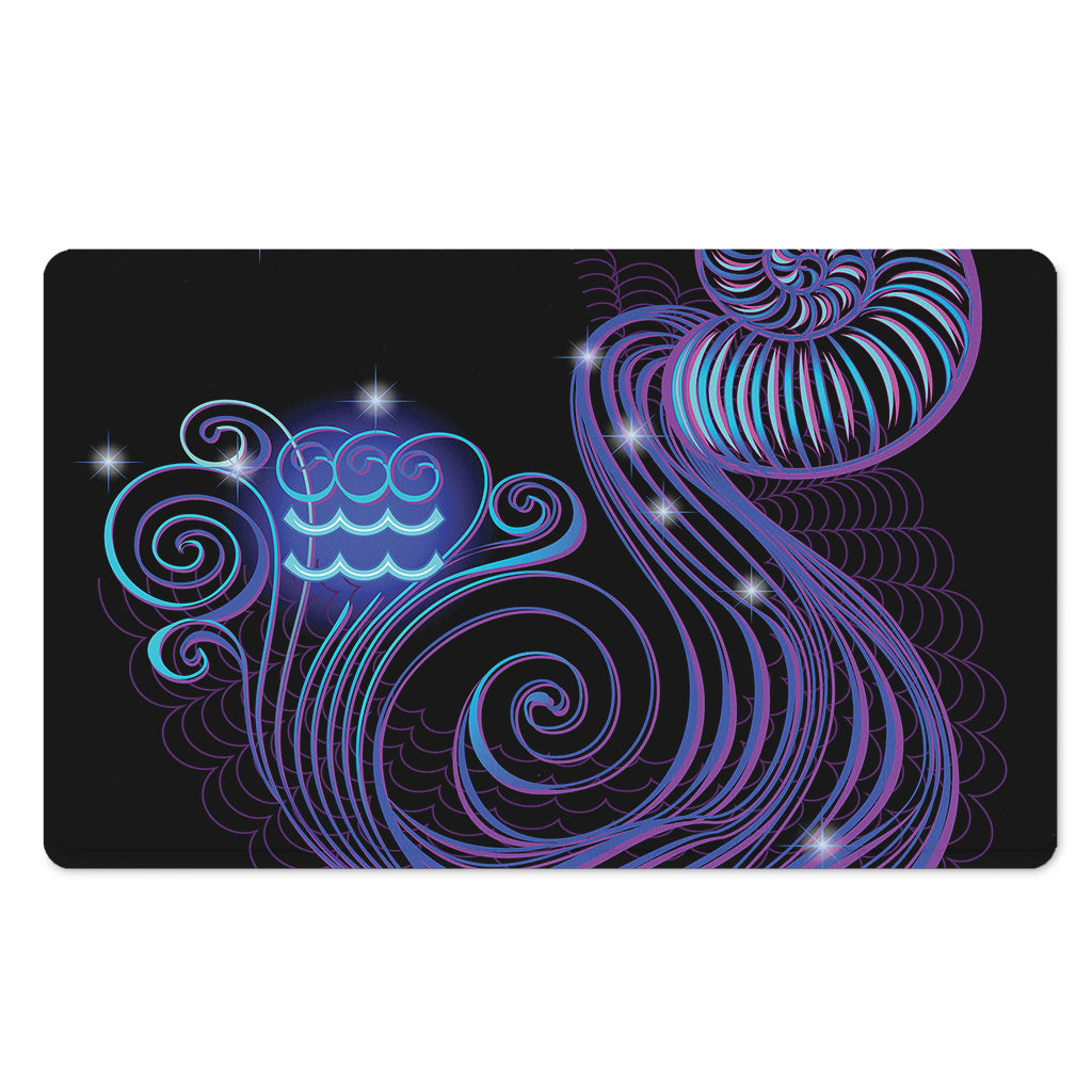 Dark Aquarius Zodiac Sign Print Polyester Doormat