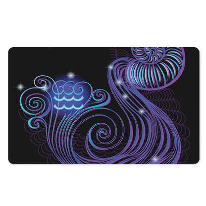 Dark Aquarius Zodiac Sign Print Polyester Doormat