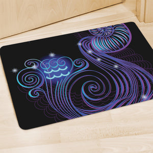 Dark Aquarius Zodiac Sign Print Polyester Doormat