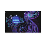 Dark Aquarius Zodiac Sign Print Polyester Flag