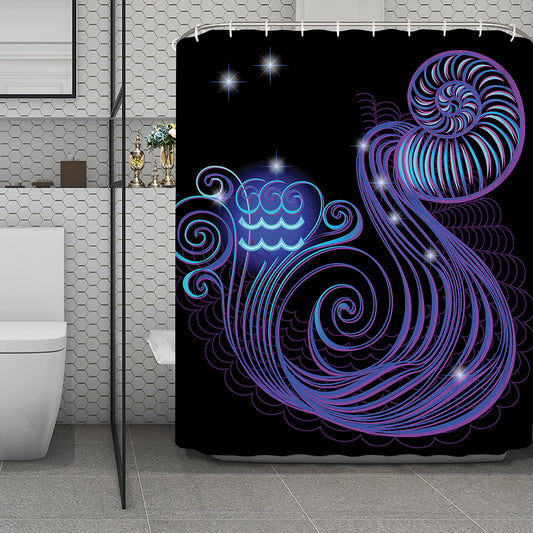 Dark Aquarius Zodiac Sign Print Polyester Shower Curtain