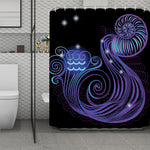 Dark Aquarius Zodiac Sign Print Polyester Shower Curtain