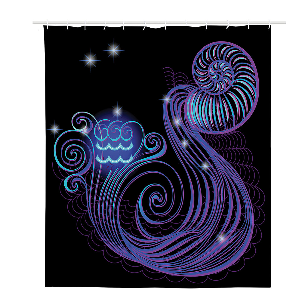 Dark Aquarius Zodiac Sign Print Polyester Shower Curtain
