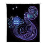 Dark Aquarius Zodiac Sign Print Polyester Shower Curtain